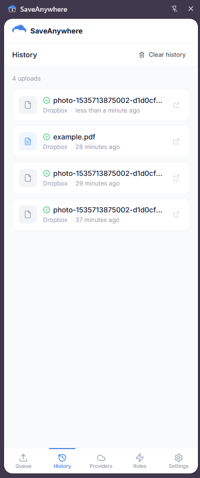 Upload History